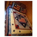 Queen Americana Quilt With Pillows, Shams & Bed Skirt