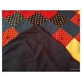 Vintage Queen Homemade & Hand-Tied Red/White/Blue Quilt