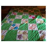 Very Old Homemade & Hand-Stitched Queen Quilt