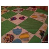 Very Old Homemade & Hand-Stitched Queen Quilt