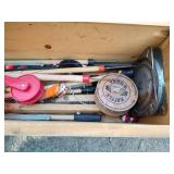 Wood Box With Fishing Gear - Primarily Ice Fishing