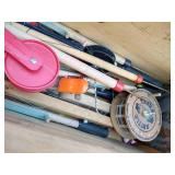 Wood Box With Fishing Gear - Primarily Ice Fishing