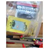Wood Box With Fishing Gear - Primarily Ice Fishing