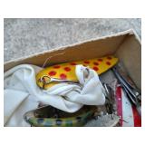 Small Box of Vintage Fishing Lures - Old Gift Note Attached
