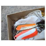 Small Box of Vintage Fishing Lures - Old Gift Note Attached
