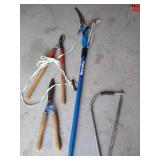 Garden Tools Lot - Extension Limb Saw, Clippers & Saw