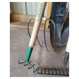 (5) Garden Tools - Pitch Fork, Rakes, Etc