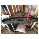 Corner Garden Tool Organizer With Roof Rake & Various Tools