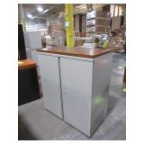 HERMAN MILLER TWO DOOR STORAGE CABINET WITH WOOD TOP HERMAN MILLER TWO DOOR STORAGE CABINET WITH WOOD TOP