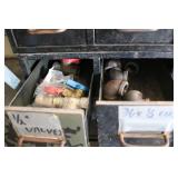 Metal Drawer Cabinet with Assorted Pipe Fittings and Valves