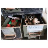 Metal Drawer Cabinet with Assorted Pipe Fittings and Valves