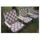 Set of 3 Vintage Woven Webbing Patio Chairs with Aluminum Frames