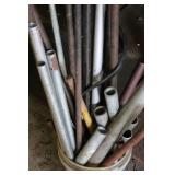 Assorted Metal Pipes, Tubes and Clamps in Bucket
