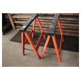 Pair of Heavy Duty Metal Sawhorses with Orange Legs