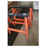 Pair of Heavy Duty Metal Sawhorses with Orange Legs