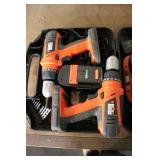 Black & Decker Cordless Drill Set with Chargers and Carry Case
