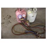 DuPont SUVA 410A Refrigerant Tank with White Tank and Manifold Gauge Set