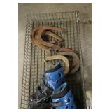 Golf Bag with Clubs, Inline Skates, Horseshoes, Air Pump, and Practice Net