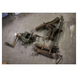 Collection of 3 Vintage Hand-Crank Drill Press Vises and Clamps