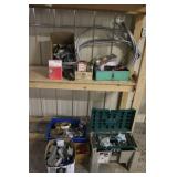 Collection of Electrical Supplies Including Boxes, Switches, Connectors, and Hardware