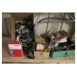 Collection of Electrical Supplies Including Boxes, Switches, Connectors, and Hardware