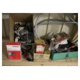 Collection of Electrical Supplies Including Boxes, Switches, Connectors, and Hardware