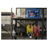 Garage Lot with Gas Cans, Funnels, Oilers, Files and More