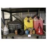 Garage Lot with Gas Cans, Funnels, Oilers, Files and More