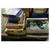 Lot of Jigsaw Puzzles and Blue Glassware Collection
