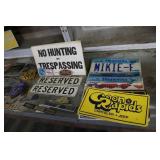 Collection of Vintage Metal Signs, Badges, and License Plates