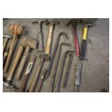 Lot of Hammers and Pry Bars Assorted Types and Sizes