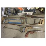 Assorted Vintage Hand Saws, Braces, and Hand Tools Collection