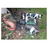 Collection of 5 Vintage Cast Iron Animal Yard Statues