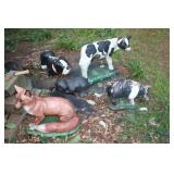 Collection of 5 Vintage Cast Iron Animal Yard Statues
