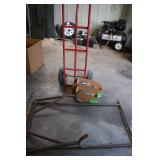 Red Dolly with Metal Frame and Box of Zip Ties