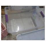 3 Totes and Plastic Clothes Basket... 3 Totes and Plastic Clothes Basket...