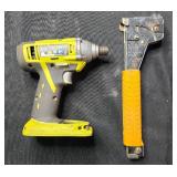 Ryobi Cordless Impact Driver and Heavy Duty Staple Hammer Ryobi Cordless Impact Driver and Heavy Duty Staple Hammer