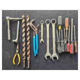 Mixed Lot of Hand Tools Including Screwdrivers, Wrenches, Drill Bits, and Pliers Mixed Lot of Hand Tools Including Screwdrivers, Wrenches, Drill Bits, and Pliers