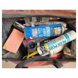 Lot of Caulk Guns, Paint Roller, and Caulking Supplies with Bag Lot of Caulk Guns, Paint Roller, and Caulking Supplies with Bag