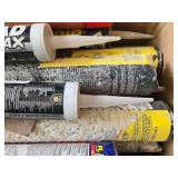 Box of Construction Caulk and Sealant Tubes Assorted Types - content quantities unknown Box of Construction Caulk and Sealant Tubes Assorted Types - content quantities unknown
