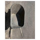 Used Single-Wheel Garden Wheelbarrow with Wooden Handles Used Single-Wheel Garden Wheelbarrow with Wooden Handles