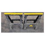 Pair of Heavy-Duty Plastic Folding Sawhorses with Yellow Tops Pair of Heavy-Duty Plastic Folding Sawhorses with Yellow Tops