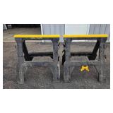 Pair of Heavy-Duty Plastic Folding Sawhorses with Yellow Tops Pair of Heavy-Duty Plastic Folding Sawhorses with Yellow Tops