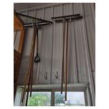 Set of Long-Handled Push Brooms with Wood Handles Set of Long-Handled Push Brooms with Wood Handles