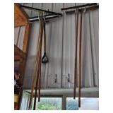 Set of Long-Handled Push Brooms with Wood Handles Set of Long-Handled Push Brooms with Wood Handles