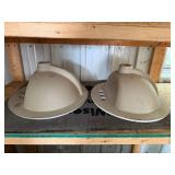 Pair of Gerber White Porcelain Bathroom Sink Basins, 21 Inch Oval Pair of Gerber White Porcelain Bathroom Sink Basins, 21 Inch Oval