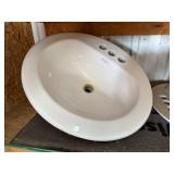 Pair of Gerber White Porcelain Bathroom Sink Basins, 21 Inch Oval Pair of Gerber White Porcelain Bathroom Sink Basins, 21 Inch Oval
