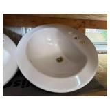 Pair of Gerber White Porcelain Bathroom Sink Basins, 21 Inch Oval Pair of Gerber White Porcelain Bathroom Sink Basins, 21 Inch Oval