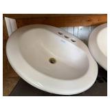 Pair of Gerber White Porcelain Bathroom Sink Basins, 21 Inch Oval Pair of Gerber White Porcelain Bathroom Sink Basins, 21 Inch Oval