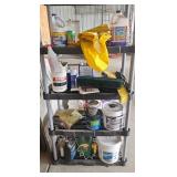 Garage Utility Shelf with Cleaners, Paints and Tools - content quantities unknown Garage Utility Shelf with Cleaners, Paints and Tools - content quantities unknown